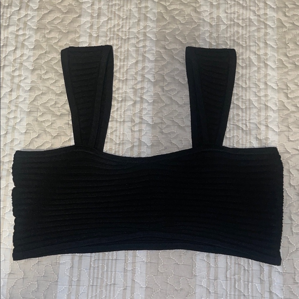 Wild Fable Black Ribbed Crop Top